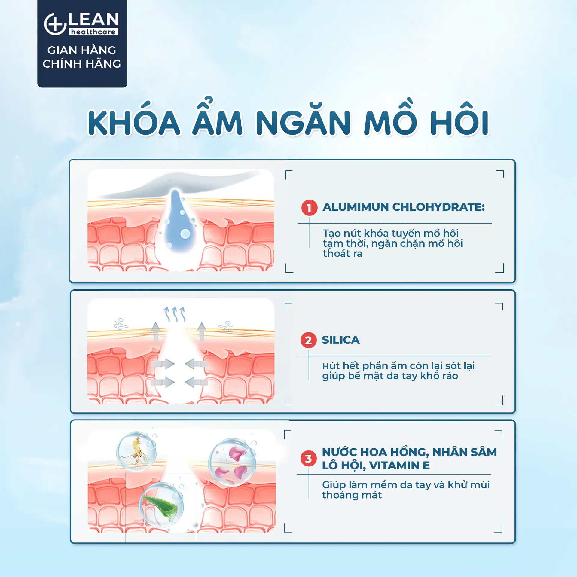 Cơ chế khóa ẩm ngăn mồ hôi của Lean Hand