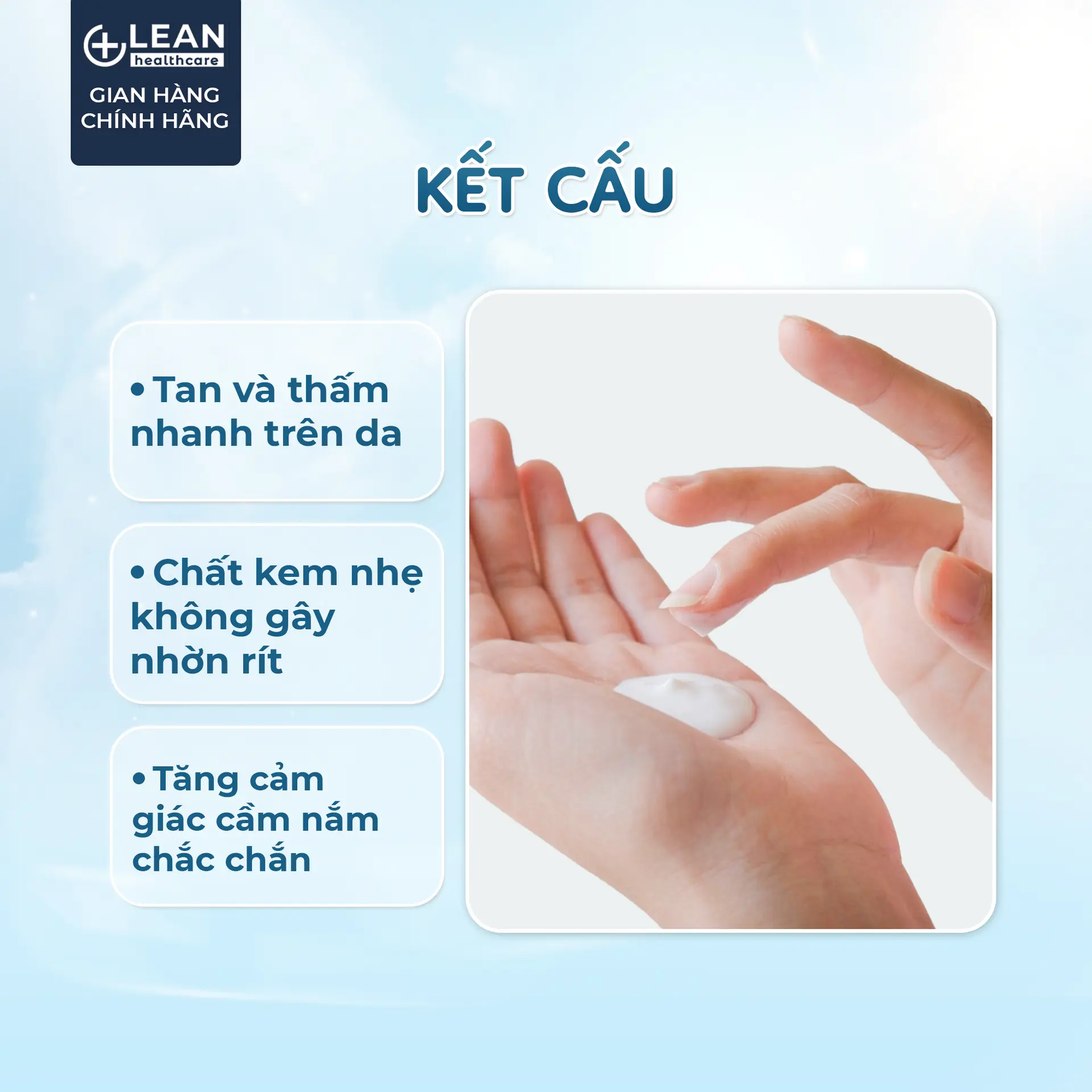 Kết cấu kem Lean Hand khi thoa lên tay